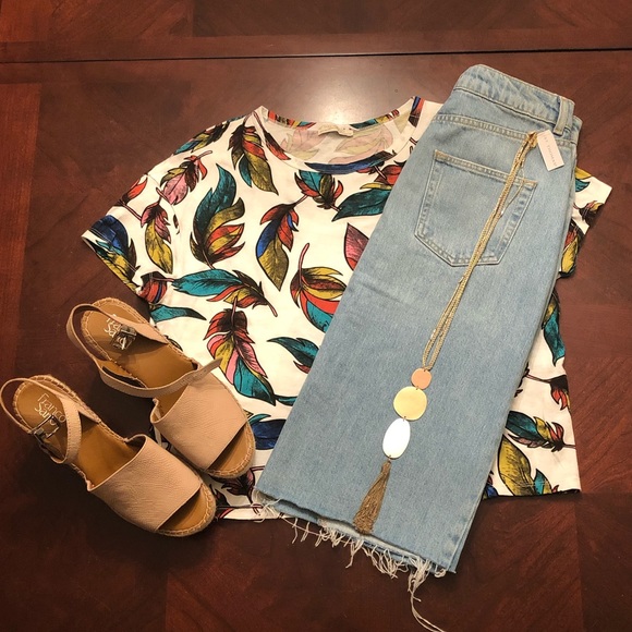 Topshop Dresses & Skirts - Topshop Demin Skirt with Center V Split